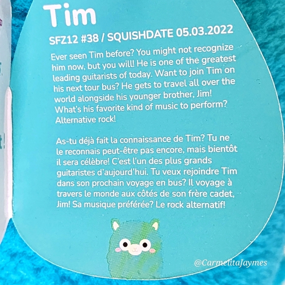 TIM 🦙 Blue Alpaca FuzzAMallow Original Squishmallow by Kelly Toy ☆ NWT ☆ - Picture 4 of 10